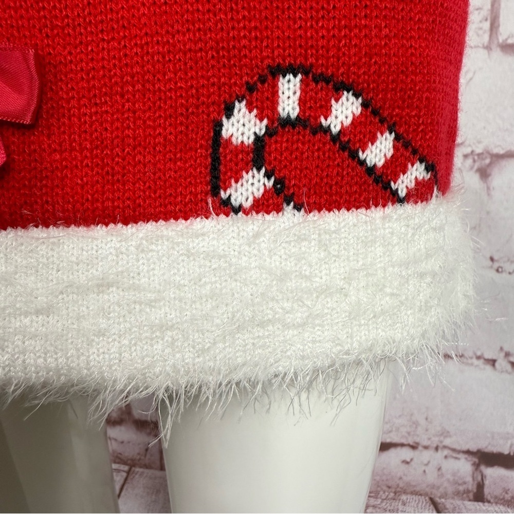 Christmas Red Knit Candy Cane Mini Skirt M Red Knit Red Bows Size Medium NWT - Picture 3 of 15
